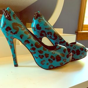 Iron fist blue cheetah pumps